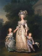 Adolf-Ulrik Wertmuller, Queen Mary Antoinette with sina tva baby in Triangle park